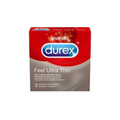 Durex kondomi Feel Ultra Thin 3kom za sigurnost, izuzetno tanki sa Sensi-Fit tehnologijom za bolji osećaj i veću osetljivost.