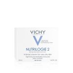 Vichy Nutrilogie 2, 50 ml za dubinsku negu lica, krema za vrlo suvu kožu. Obogaćena termalnom vodom Vichy koja kožu umiruje, jača i obnavlja. 24 h hidratacije.