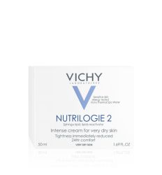 Vichy Nutrilogie 2, 50 ml za dubinsku negu lica, krema za vrlo suvu kožu. Obogaćena termalnom vodom Vichy koja kožu umiruje, jača i obnavlja. 24 h hidratacije.