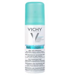 Vichy Dezodorans protiv belih tragova i žutih fleka 125ml, za negu tela, za muškarce i žene, 48h zaštita od neprijatnih mirisa i znojenja. Bez fleka na odeći.