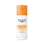 Eucerin SUN anti-age fluid SPF50+ za lice 50ml, za sve tipove kože. Zaštita kože lica i dekoltea od sunca. Štiti od štetnih UVA i UVB zraka.
