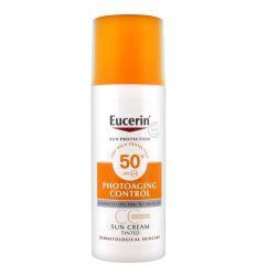 Eucerin SUN tonirana CC krema SPF50, 50ml tamna nijansa, namenjena je zaštiti i nezi svih tipova kože od štetnog UVA i UVB zračenja.