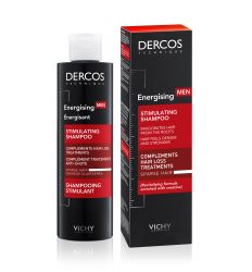 Vichy DERCOS Aminexil Men 200 ml energetski šampon za negu kose, za muškarce. Sa kreatinom dovodi do revitalizovanog vlasišta za jaču i gušću kosu.