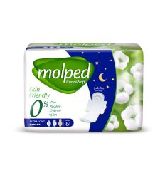 Pamučni Molped ulošci Pure&Soft ExtraLong Night 6kom sa oblikom da se uložak ne pomera, već se kreće zajedno sa vama. Super lagan 100% nepropustljiv.