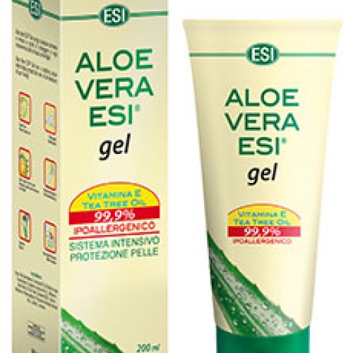 Aloe vera ESI gel 200ml, hipoalergijski gel za negu kože, sa alojom, uljem čajevca i vitaminom E. Pogodan nakon ujeda komaraca i upale nakon sunčanja.