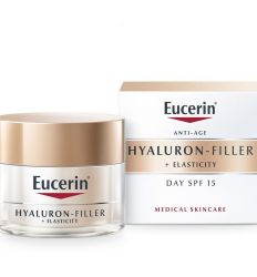 Eucerin Hyaluron-filler+elasticity, 50ml Anti-age dnevna krema, za negu lica za veću elastičnost i blistavost kože, sa manje bora. Sa UV filterom za zaštitu.