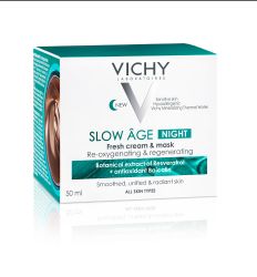 Vichy SLOW AGE NIGHT noćna krema za sve tipove kože, 50ml , za negu lica. Anti-age noćna krema za žene koje žele da isprave postojeće znake starenja kože.
