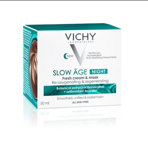Vichy SLOW AGE NIGHT noćna krema za sve tipove kože, 50ml , za negu lica. Anti-age noćna krema za žene koje žele da isprave postojeće znake starenja kože.
