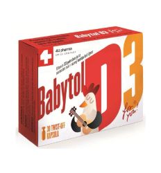 BABYTOL D3 twist off kapsule-  100% PDU vitamin D3 – preporučena doza vitamina D3 u jednoj twist-off kapsuli