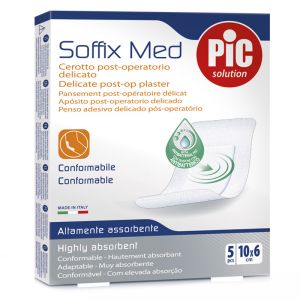 PIC Soffix Med sterilne samolepljive komprese antibakterijske 10cmx6cm