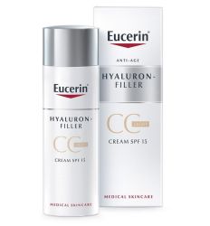 Eucerin Hyaluron-filler CC SPF15,50ml Anti-age krema za negu lica sa svetlijom toniranom nijansom, za borbu protiv znakova starenja i trenutnoj korekciji tena.