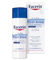 Eucerin Hyaluron-Filler Urea,50ml, za negu lica, noćna krema namenjena za nezu suve i izrazito suve kože lica sklone borama. Vraća koži vlažnost.