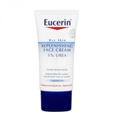 Eucerin Replenishing, 50ml, za negu lica, dnevna krema sa 5% uree + laktat namenjena nezi suve, izrazito suve i zategnute kože lica. Vraća vlažnost koži i sjaj.