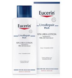 Eucerin UreaRepair PLUS losion za telo 250ml, sa 10% uree +ceramid+PVF namenjen je svakodnevnoj nezi izrazito suve i grube kože tela koja se peruta i svrbi.