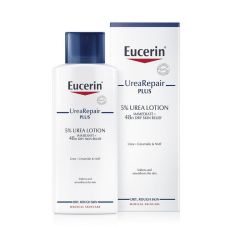 Eucerin UreaRepair PLUS losion za telo 250ml, sa 5% uree +ceramid+PVF namenjen je svakodnevnoj nezi suve, jako suve i grube kože tela. Vraća vlažnost koži.