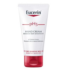 Eucerin pH5 75ml zaštitna krema za negu ruku sa 5% deksapantenol namenjena je za osetljivu kožu i koži sklonoj alergijama. 18-časovna hidratacija za svaki dan.