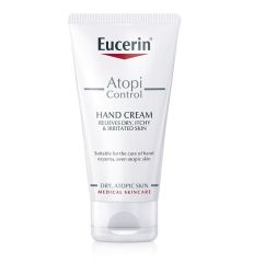 Eucerin AtopiControl 75ml krema za ruke, za negu, omekšava i umiruje kožu. Brzoupijajuća i nelepljiva koja neguje suvu i iziritiranu atopičnu kožu koja svrbi.