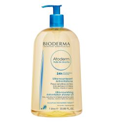 Bioderma ATODERM, u pakovanju od1L, umirujuće ulje za tuširanje namenjeno za nežno čišćenje suve, atopične, osetljive kože sklone iritacijama.