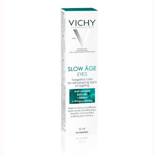 Vichy SLOW age eyes,15ml, nega kože lica osetljive kože predela oko očiju. Sa Vichy termalnom vodom protiv znakova starenja kože, pospešuje njegovo usporavanje.