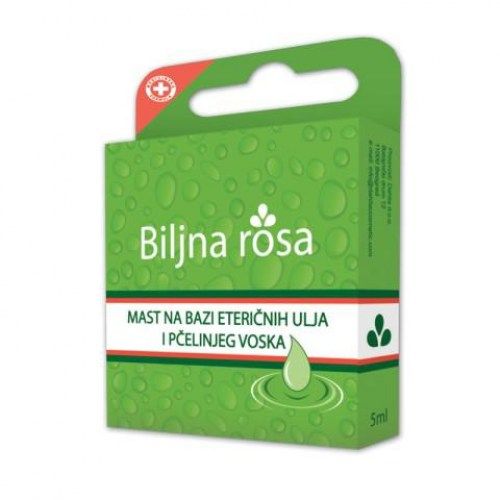 Biljna rosa mast na bazi eteričnih ulja je efikasno sredstvo protiv prehlade i bolova-kašlja, zapaljenja ždrela i bronhija, glavobolje i zamora mišića