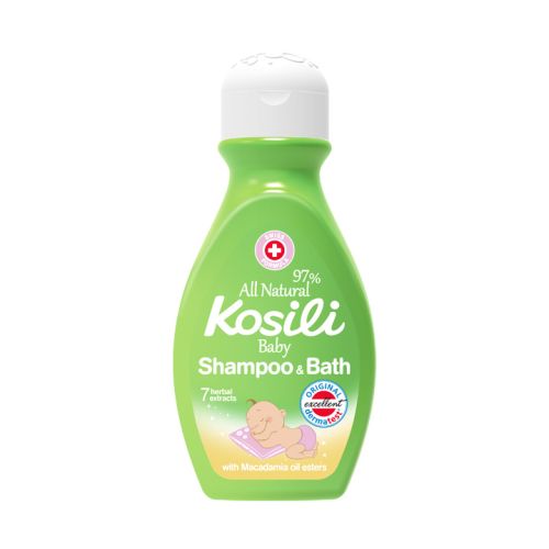 Kosili All natural šampon i kupka, 200ml, namenjena je za kupanje ali i pranje kose i nežne kože bebine glave. Dermatološki testiran.