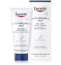 Eucerin UreaRepair Plus krema za stopala sa 10% uree+laktat, u pakovanju od 100ml, ublažava stanje izrazito suve i grube kože stopala.