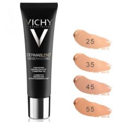 Vichy DERMABLEND 3D tečni puder 25 za lepotu osetljive masne kože lica sklone aknama, vidno umanjuje nesavršenosti.