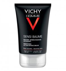 VICHY SensiBaume 75 ml za negu lica, nežni balzam za muškarce posle brijanja protiv iritacija za osetljivu kožu. Sa termalnom vodom Vichy, bez alkohola.