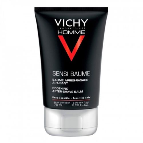 VICHY SensiBaume 75 ml za negu lica, nežni balzam za muškarce posle brijanja protiv iritacija za osetljivu kožu. Sa termalnom vodom Vichy, bez alkohola.