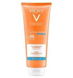 Vichy Capital Soleil SPF30, 300 ml mleko za telo, za negu i zaštitu kože lica i tela od UV zraka. Za celu porodicu kožu štiti od opekotina i fotostarenja.