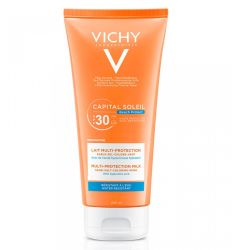 Vichy Capital Soleil SPF 30, 200 ml, gel-mleko za negu kože lica i tela, visoka zaštita od UV zraka. Pogodno za mokru i suvu kožu. Dermatološki ispitano.