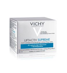 Vichy LIFTACTIV SUPREME 50 ml, za negu lica, Anti-age krema namenjena za suvu, osetljivu kožu. U trenutku izglađuje bore i nepravilnosti, a kožu čini blistavom.