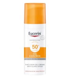 Eucerin SUN gel-krem (oil control) SPF50+ za lice 50ml namenjen je svakodnevnoj zaštiti masne kože lica i kože lica sklone aknama od UVA i UVB zraka.