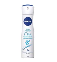 NIVEA Fresh Natural dezodorans 150ml za negu tela, sadrži ekstrakte sa dna okeana i pruža 48h zaštitu od znojenja. Kombinacija dezodoransa i blage NIVEA nege.