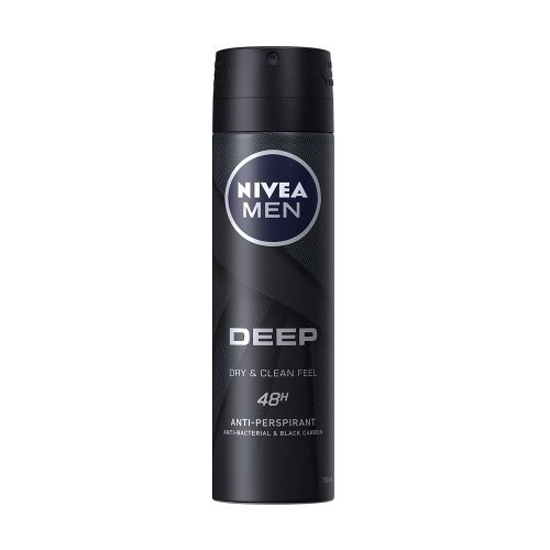 NIVEA MEN Deep dezodorans 150ml, za negu tela, antiperspirant za zaštitu od znojenja i bakterija, dugotrajan osećaj suve i čiste kože–baš kao posle tuširanja.