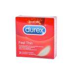 Durex kondomi Feel Thin 3kom za sigurnost i zaštitu, tanki kondomi za veću osetljivost i bolji osećaj tokom seksa.