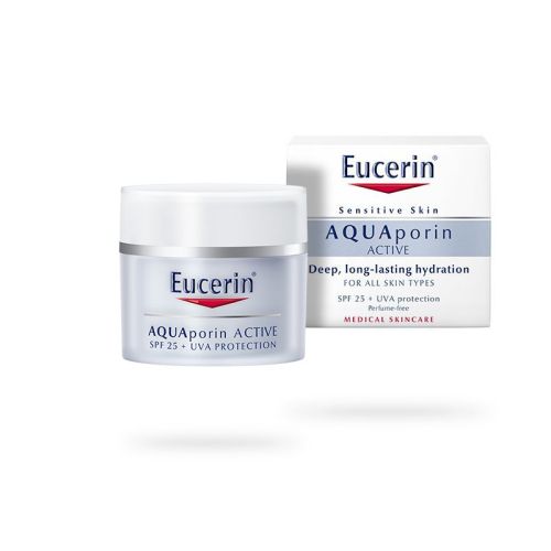 Eucerin AQUAporin Active UVA+SPF25,50ml zaštitna krema, nega za intenzivnu i dugotrajnu hidrataciju za normalan i mešovit tip kože lica, vrata i dekoltea.