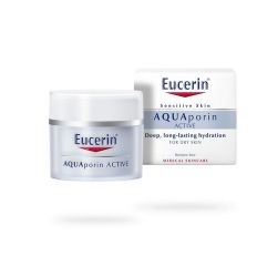 Eucerin AQUAporin Active 50ml bogata hidrantna krema za negu lica, koja poboljšava sopstveni sistem hidratacije u koži i čini kožu mekom, glatkom i blistavom.