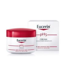 Eucerin pH5 krema za negu lica 75 ml, namenjena za svakodnevnu negu osetljive kože. Sadrži ph5 citratni pufer, pantenol i glicerin, koji jačaju i štite kožu lica