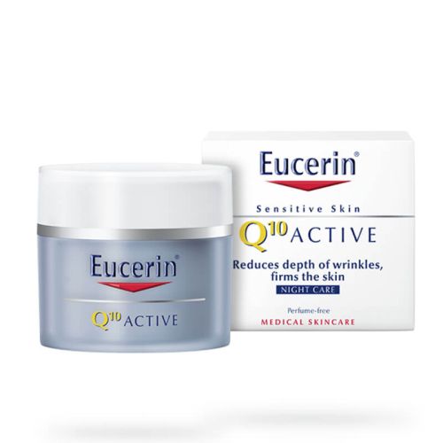 Eucerin Q10 Active 50ml, za negu lica Anti-age noćna krema za sve tipove kože. Sadrži koenzim Q10 i Pro retinol koji kožu čini elastičnijom i zategnutom. 