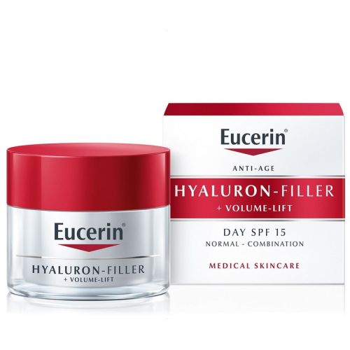 Eucerin Hyaluron-filler+volume lift 50ml dnevna krema za negu lica namenjena normalnoj i kombinovanoj koži. Anti-age krema koja obnavlja konturu kože lica.