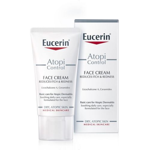 Eucerin AtopiControl 50ml krema za negu kože lica namenjena svakodnevnoj nezi kože sa atopijskim dermatitisom. Može se koristiti i za osetljivu kožu kod beba.