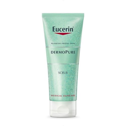 Eucerin DermoPure 100ml piling gel sa mikročesticama i mlečnom kiselinom namenjen za negu i čišćenje upaljene kože lica sklone pojavi akni.