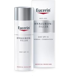 Eucerin Hyaluron Filler SPF 15, 50ml Anti-age dnevna krema za negu lica, za normalnu i kombinovanu kožu. Sadrži UV filtere za zaštitu od starenja od UV zraka.