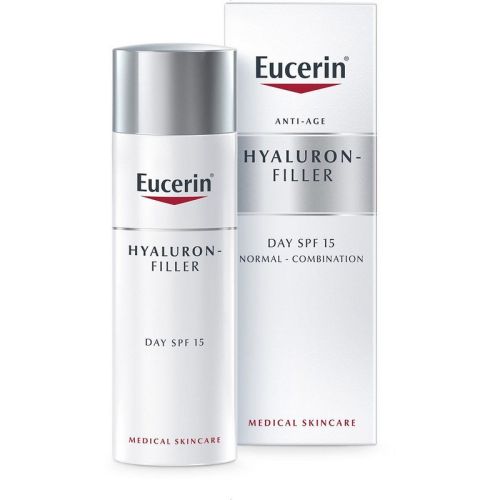 Eucerin Hyaluron Filler SPF 15, 50ml Anti-age dnevna krema za negu lica, za normalnu i kombinovanu kožu. Sadrži UV filtere za zaštitu od starenja od UV zraka.