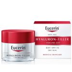 Eucerin hyaluron-filler+volume-lift dnevna krema za suvu kožu SPF 15 namenjena je obnavljanju kontura kože lice koje se gube strarenjem