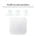 Xiaomi Mi 2 scale, za celu porodicu, namenjena merenju parametara vašeg zdravlja putem Mi Fit aplikacije, na kojoj možete sačuvati do 16 profila.