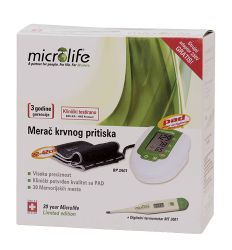 Microlife aparat za pritisak BP 3AG1 sa PAD tehnologijom + GRATIS STRUJNI ADAPTER I DIGITALNI TOPLOMER TM 3001