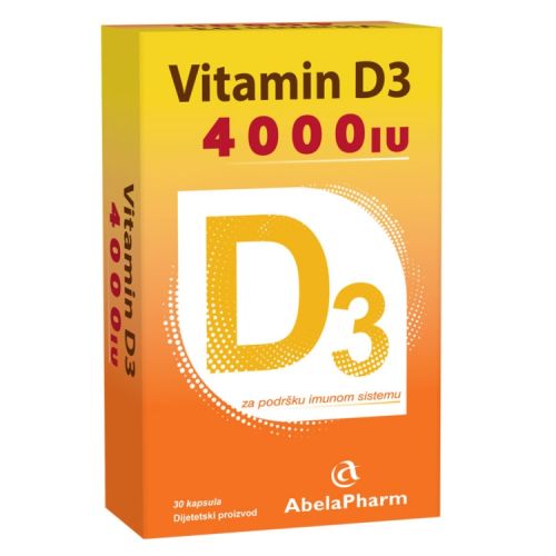 Abela pharm Vitamin D3 4000 IU se uvodi u terapiju po preporuci lekara, a važan je za normalnu funkciju imunog sistema, koštano-mišićnog sistema