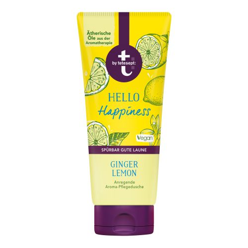 TETESEPT Hello Happiness 200ml gel za tuširanje sa đumbirom i limunom.Za negu tela, održava prirodnu vlažnost kože i daje joj osećaj mekoće.